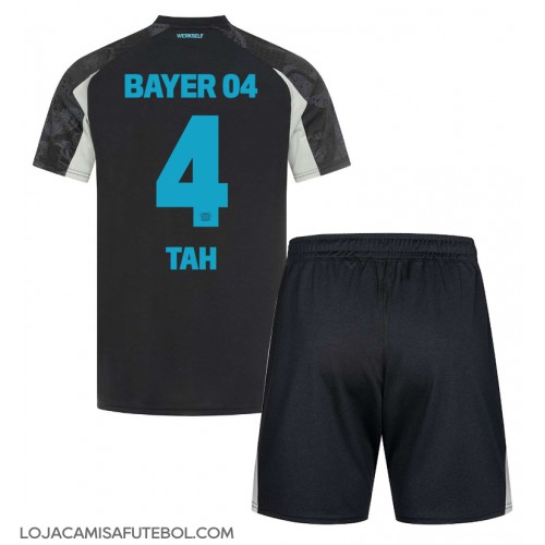 Camisa de Futebol Bayer Leverkusen Jonathan Tah #4 Equipamento Alternativo Infantil 2024-25 Manga Curta (+ Calças curtas)